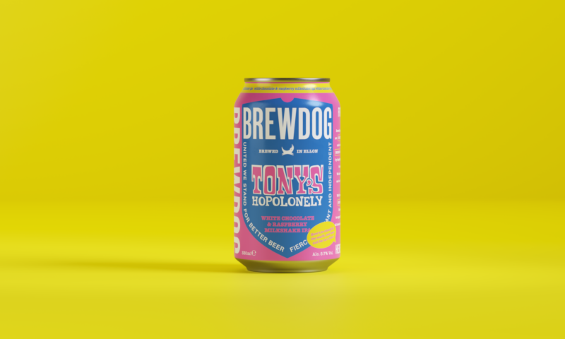 Tonys IPA Brewdog blikje met gele achtergrond